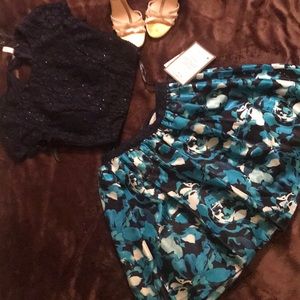 🆕 W/ Tags! 2 Piece dress-Sparkly Crop Top & Skirt